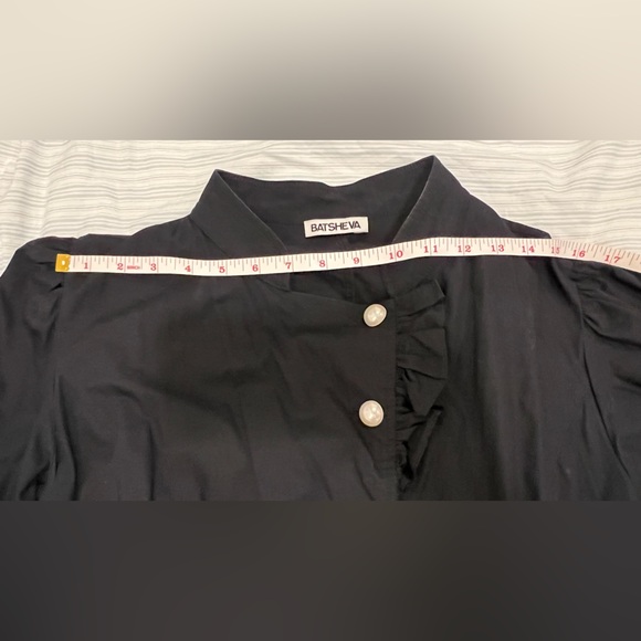 BATSHEVA DRESS - Pearl-Button Black Cotton Dress - Picture 9 of 14